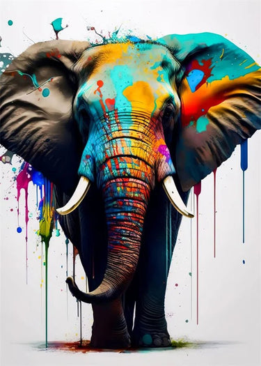 Vibrant Abstract Elephant Canvas Wall Art - InspiredGrabs.com